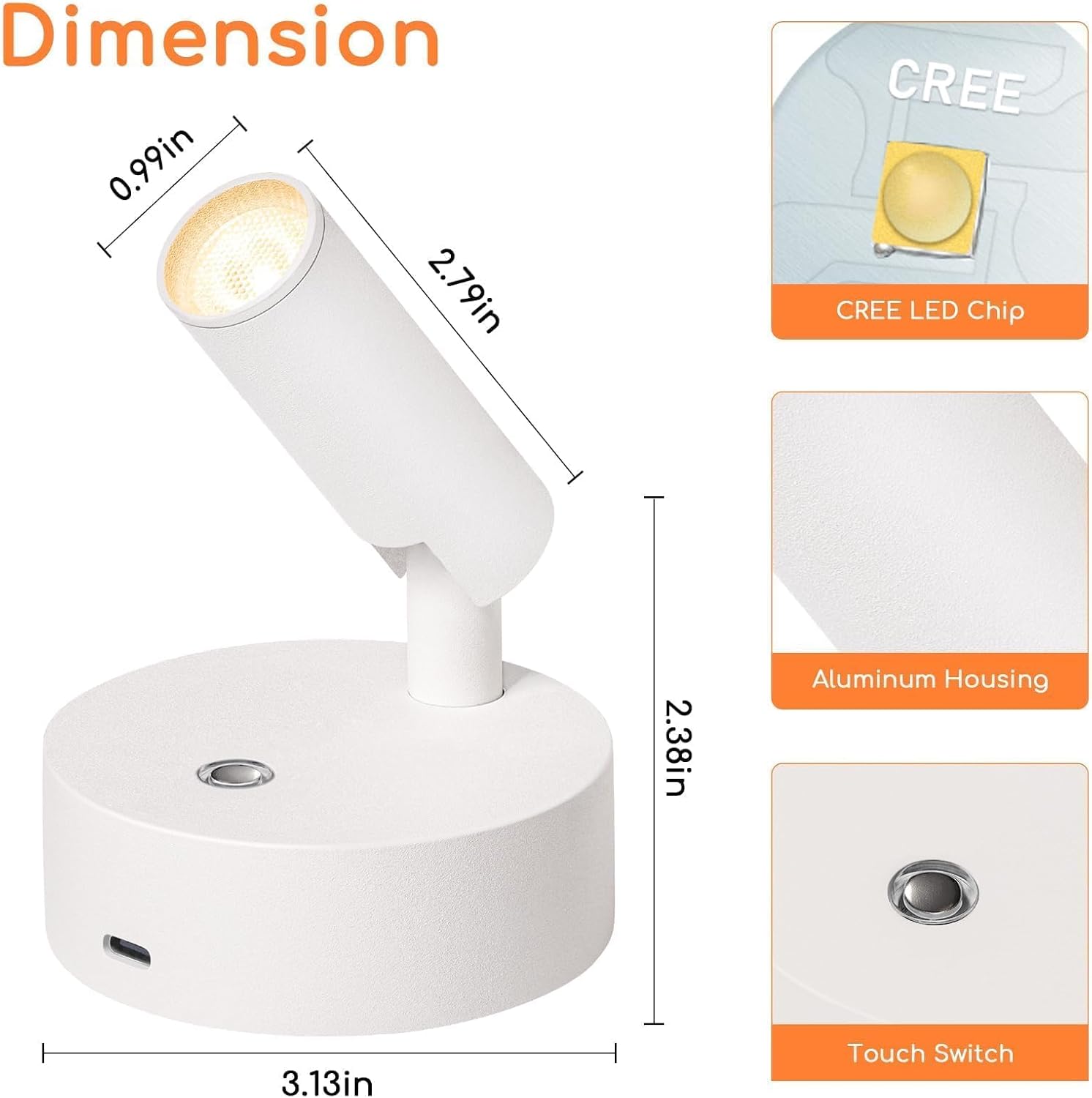 Wireless LED Spotlight Indoor with Remote Up Lights Indoor Dimmable Picture Light Battery Operated with Timer Rechargeable Spot Lights Accent Uplighting for Plant Wall Art, 1 Pack