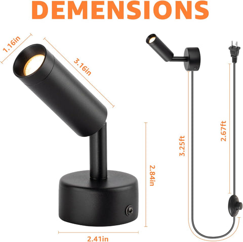 2 Pack Indoor Spotlight LED Up Lights for Plant 120V Floor Spot Lights Accent Light Indoor Uplighting Warm White Spotlight Lamp Accent Lighting LED Uplight, 5.9 FT Plug Cord with Foot Switch