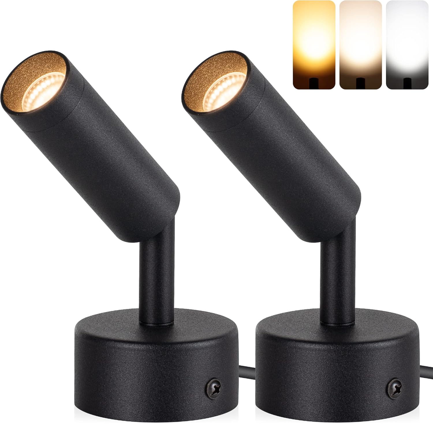 3000K/4000K/5000K Adjustable LED Floor Lights for Plants, Pictures, Artwork - 10ft Cord, Dimmable, 2 Pack