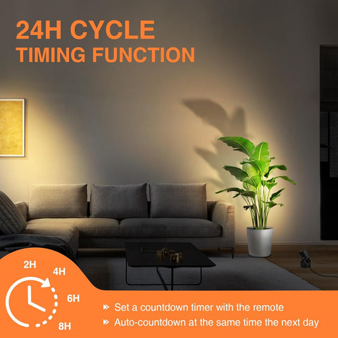 3000K/4000K/5000K Uplighting 3W LED Spotlight Indoor Plug-in with Memory Function Floor Spot Lights with Remote Control Dimmable Uplights Indoor for Plant/Picture/Artwork, 2 Pack