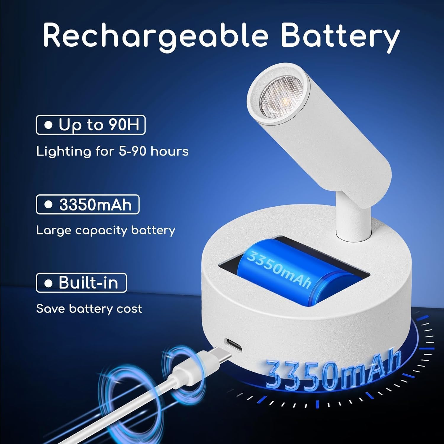 Wireless LED Spotlight Indoor with Remote Up Lights Indoor Dimmable Picture Light Battery Operated with Timer Rechargeable Spot Lights Accent Uplighting for Plant Wall Art, 1 Pack