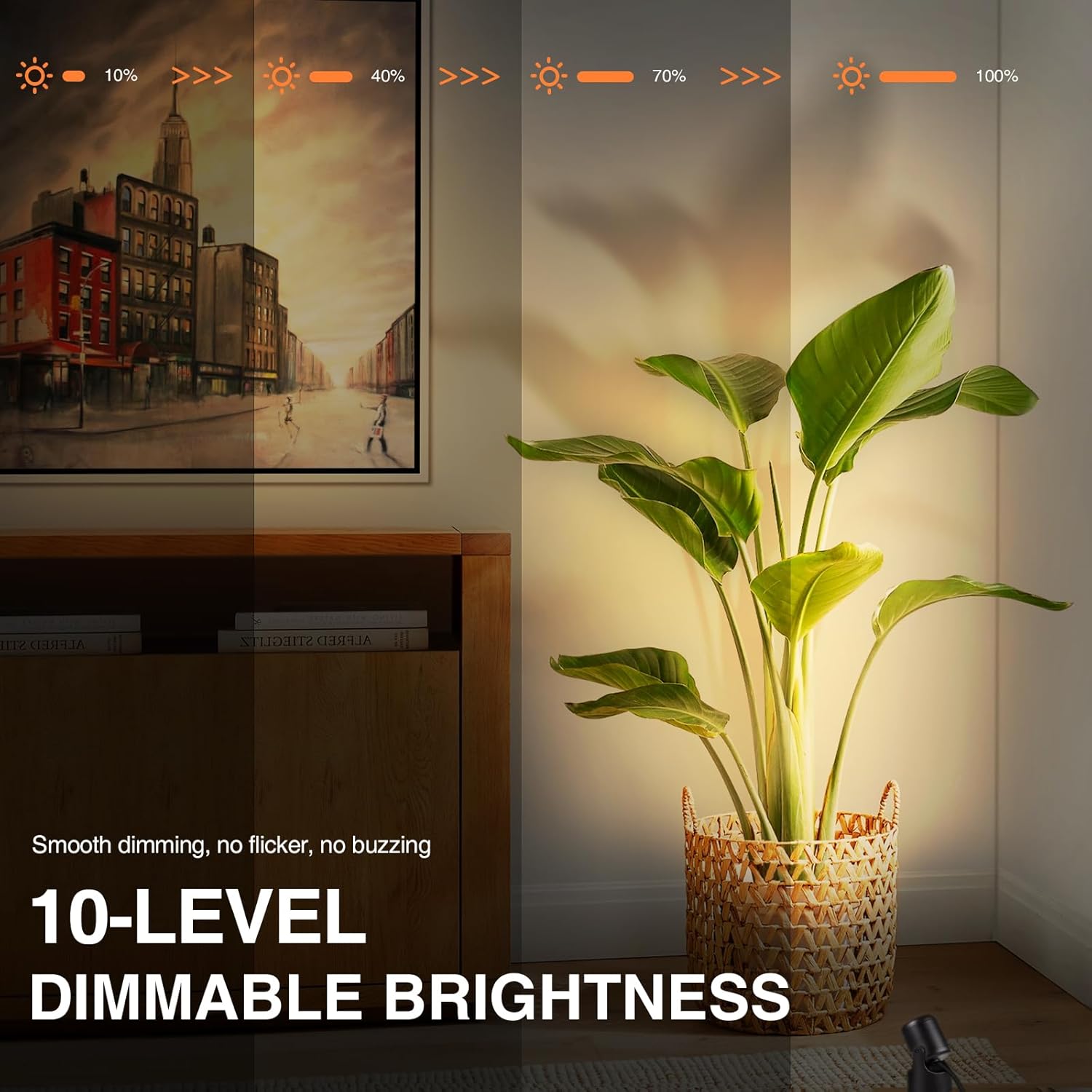 3000K/4000K/5000K Uplighting 3W LED Spotlight Indoor Plug-in with Memory Function Floor Spot Lights with Remote Control Dimmable Uplights Indoor for Plant/Picture/Artwork, 2 Pack