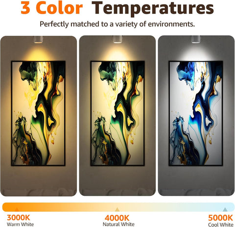 3W Uplighting LED Spot Lights with Timer - Dimmable, Plug-in Up Lights for Plants, Artwork, 2 Pack (3000K/4000K/5000K)