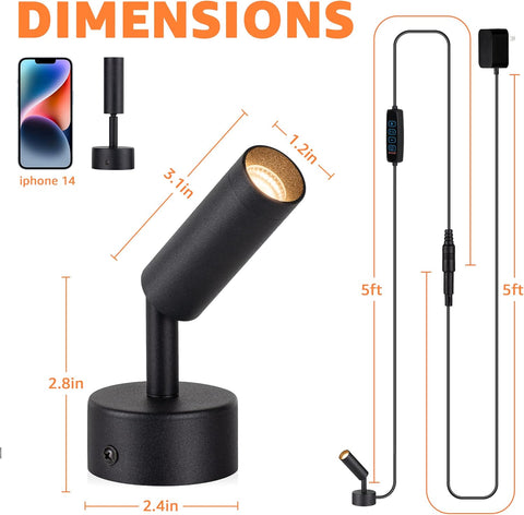 3000K/4000K/5000K Adjustable LED Floor Lights for Plants, Pictures, Artwork - 10ft Cord, Dimmable, 2 Pack