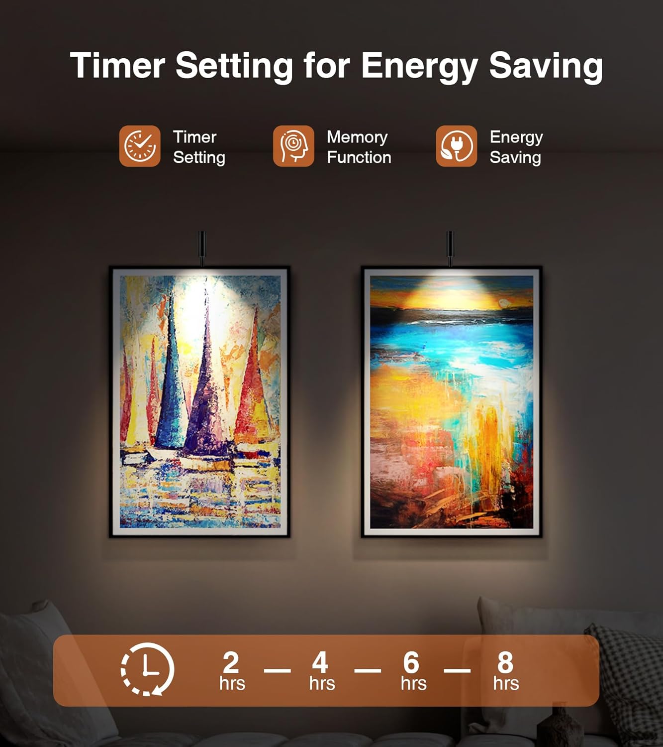 Plug in Picture Light LED Art Light 3000K Picture Lights with Remote Dimmiable Picture Frame Light Art Lights for Pictures on Wall CRI 90 Picture Light for Wall Artwork Display Portrait, 2 Pack