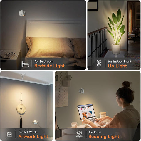 Wireless LED Spotlight Indoor with Remote Up Lights Indoor Dimmable Picture Light Battery Operated with Timer Rechargeable Spot Lights Accent Uplighting for Plant Wall Art, 1 Pack