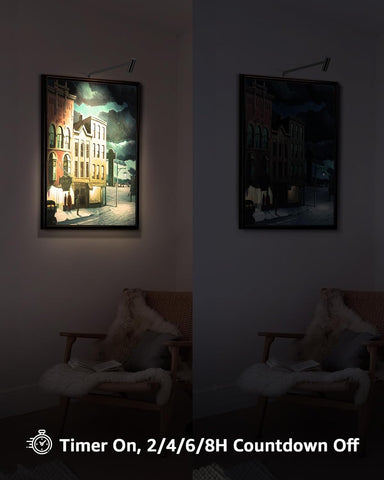 LED Picture Light Plug in 120V Art Light with Remote & Timer, Dimmable Picture Frame Light for Paintings, 3000K CRI 90 Picture Lights for Wall Display Portrait Gallery, Brass Body Painted Black