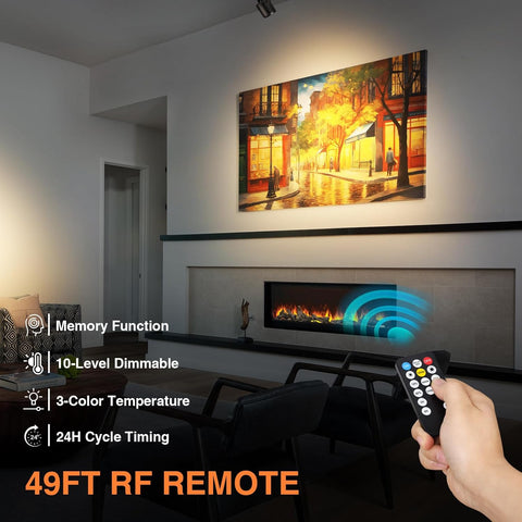 3000K/4000K/5000K Uplighting 3W LED Spotlight Indoor Plug-in with Memory Function Floor Spot Lights with Remote Control Dimmable Uplights Indoor for Plant/Picture/Artwork, 2 Pack