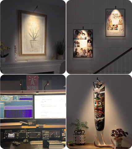 Plug in Picture Light LED Art Light 3000K Picture Lights with Remote Dimmiable Picture Frame Light Art Lights for Pictures on Wall CRI 90 Picture Light for Wall Artwork Display Portrait, 2 Pack