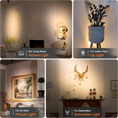 3000K/4000K/5000K Uplighting 3W LED Spotlight Indoor Plug-in with Memory Function Floor Spot Lights with Remote Control Dimmable Uplights Indoor for Plant/Picture/Artwork, 2 Pack