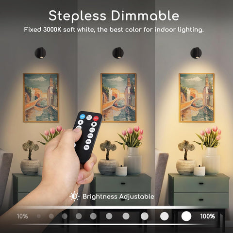 Wireless Spot Lights Indoor with Remote Up Lights Indoor Picture Light Battery Operated Spotlights with Timer Dimmable Accent Uplighting Indoors Stick on Wall Light for Plant Artwork, 1 Pack