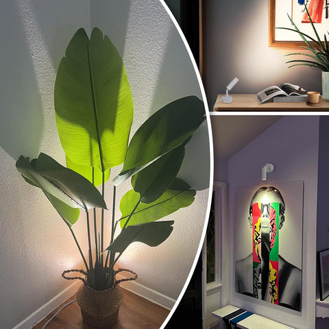 Dimmable LED Spot Lights Indoor, Remote Controlled with Timer, 3W Plug-in Up Lights, 3000K/4000K/5000K Uplighting Indoor Spotlight for Accent Lighting Plants or Artwork, 2 Pack